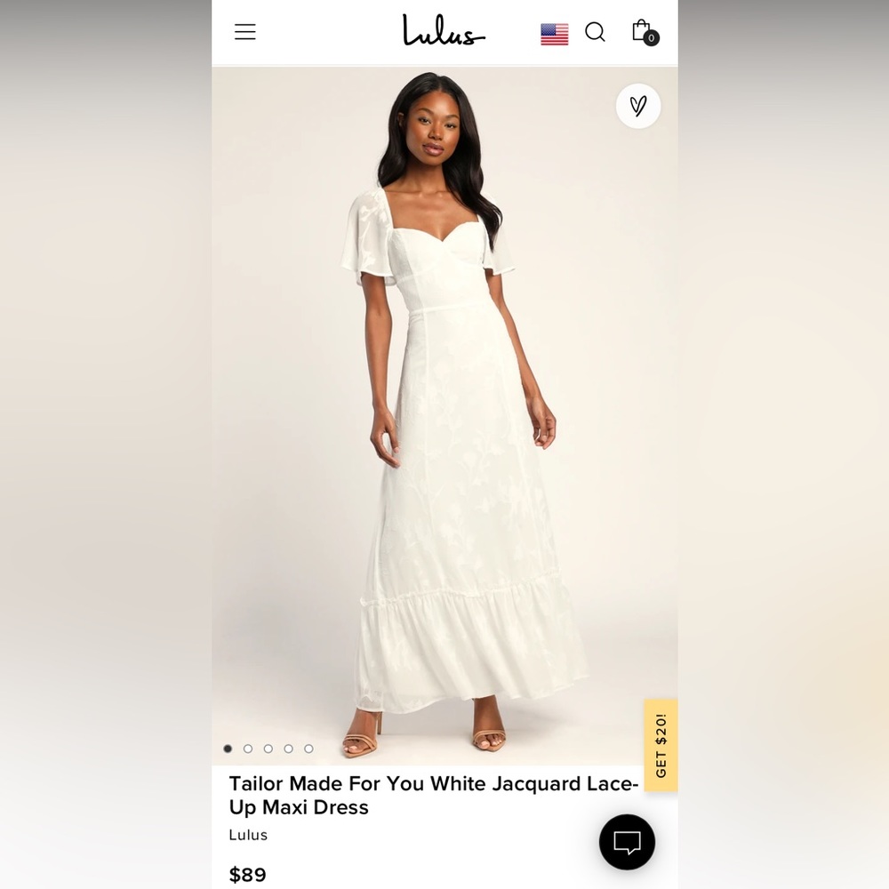 Lulus white maxi dress, size medium